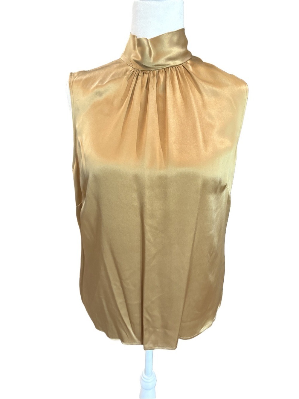 Liz Claiborne Size 12 silk gold mock neck sleeveless top blouse. Quiet luxury
